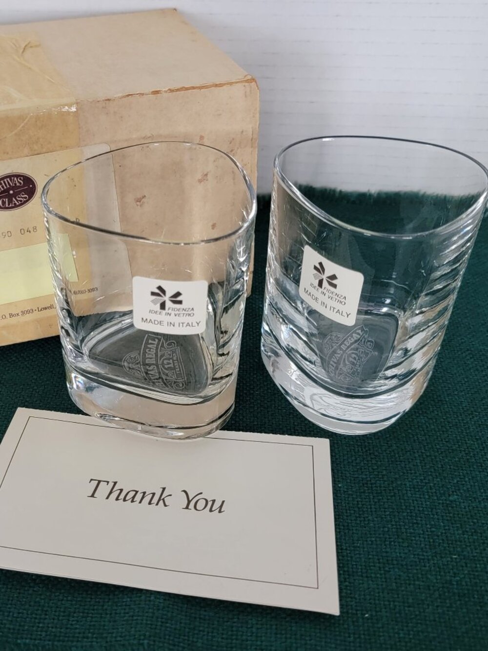 CHIVAS REGAL Scotch Whiskey Aged 12 Years FIDENZA 3-sided Glasses set of 2 NEW
